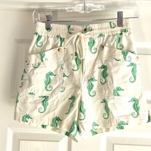 Maeve Seahorse Print Shorts Size Xs‎ Anthropologie Cotton Blend Beach Vacation